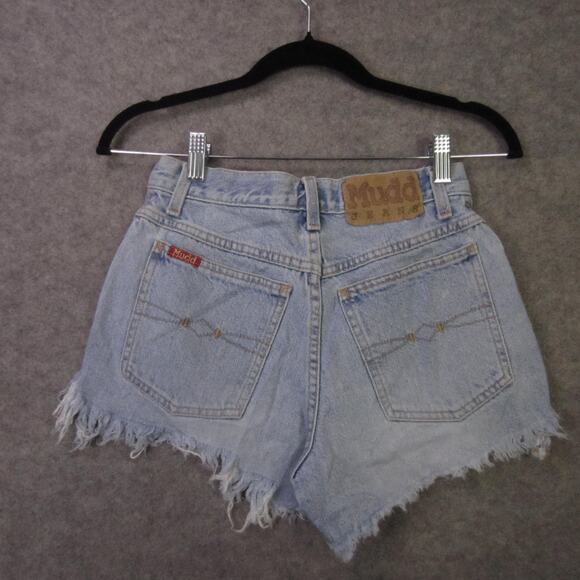 Mudd Jeans Shorts Womens 1 Light Wash High Rise Denim Cutoff Frayed Hem - Picture 9 of 12